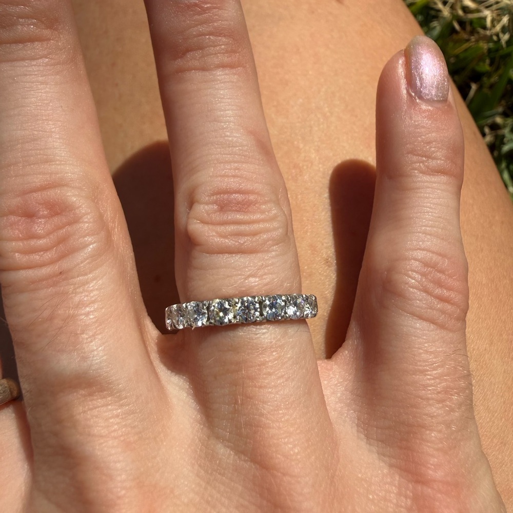 Moissanite eternity band, 950 platinum